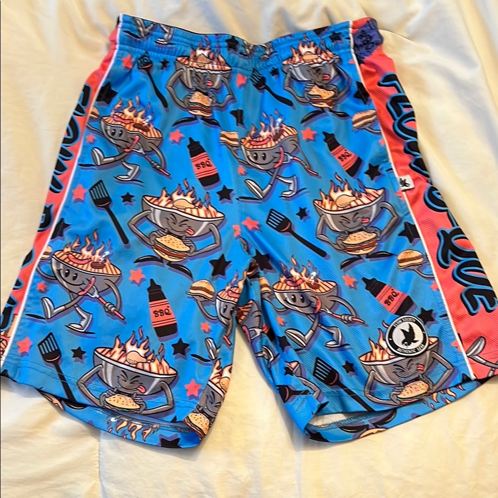 Blue Kids Lacrosse Shorts with Fun Print